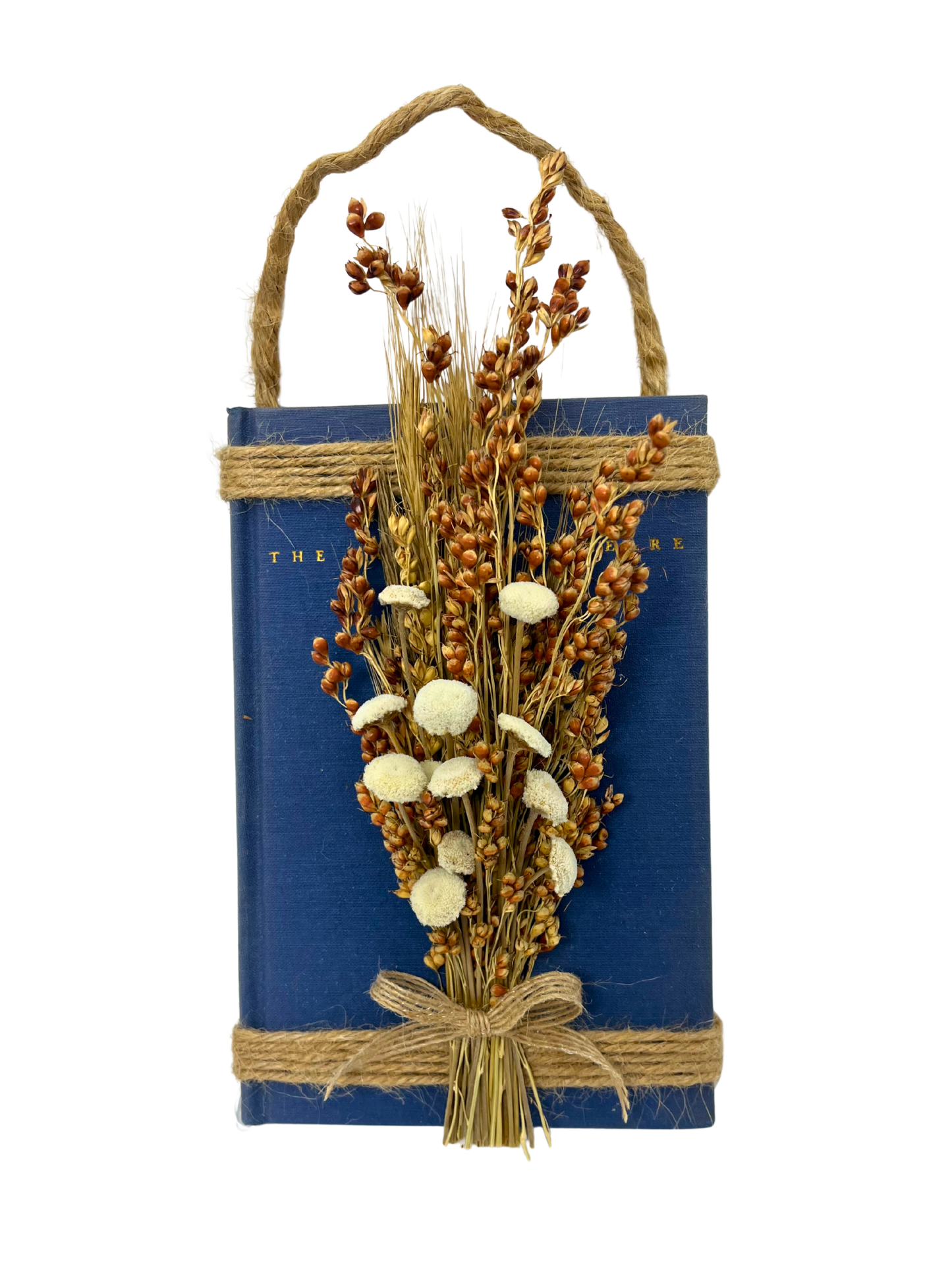 Vintage Book W/ Dried Flowers Hanger
