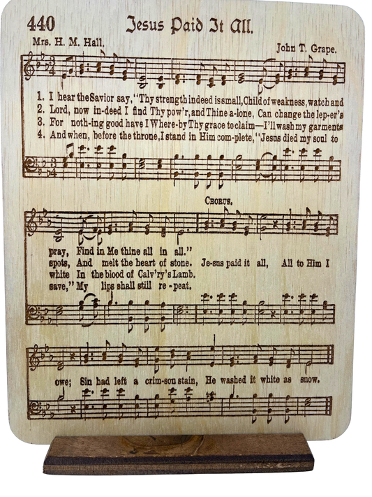 Engraved Music 8x10 - Jesus Paid it All