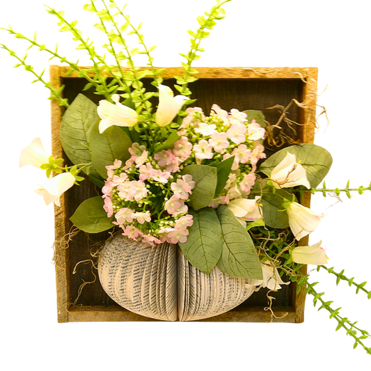 Rustic Box Framed Vase w/Floral - J
