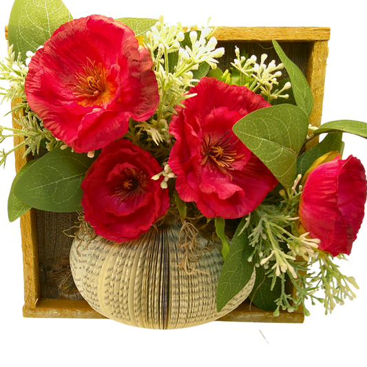 Rustic Box Framed Vase w/Floral - C