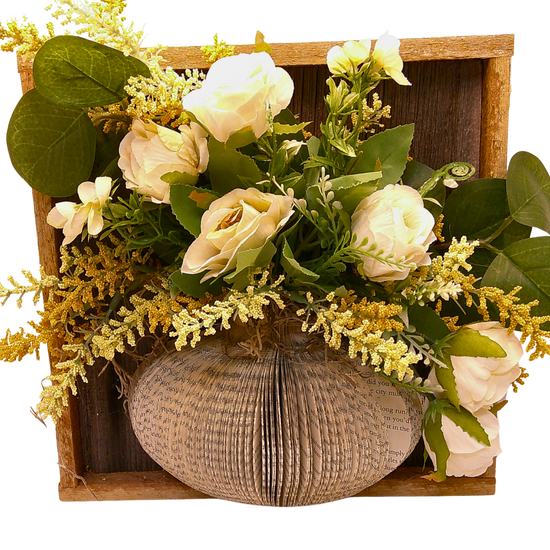 Rustic Box Framed Vase w/Floral - D
