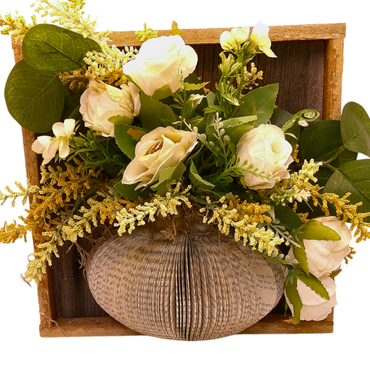 Rustic Box Framed Vase w/Floral - D