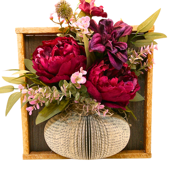 Rustic Box Framed Vase w/Floral - E