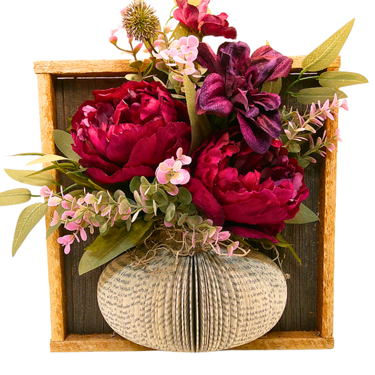 Rustic Box Framed Vase w/Floral - E