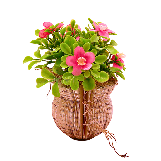 Literary Plant Pot w/Faux Plant - Medium C