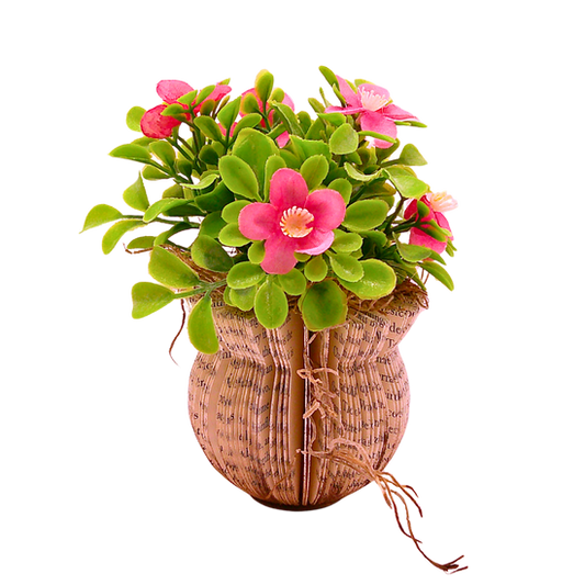 Literary Plant Pot w/Faux Plant - Medium C