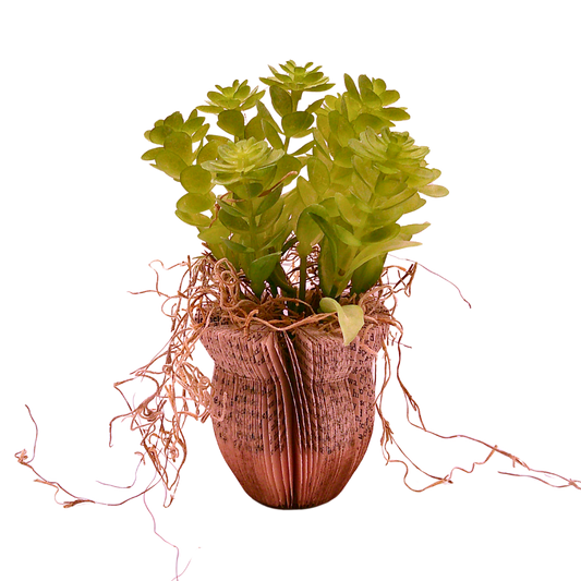 Literary Plant Pot w/Faux Plant - Medium B