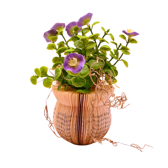 Literary Plant Pot w/Faux Plant - Medium D