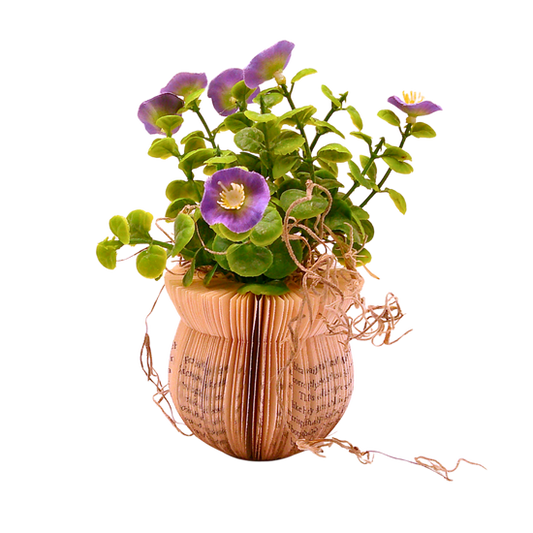 Literary Plant Pot w/Faux Plant - Medium D