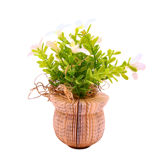 Literary Plant Pot w/Faux Plant - Medium D
